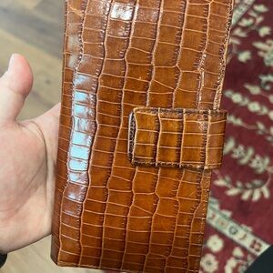 Source Unknown Brown Croc-Embossed Key & Card Holder